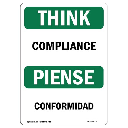 Signmission OSHA THINK Sign, Compliance, 5in X 3.5in Decal, 3.5" W, 5" L, Landscape, OS-TS-D-35-L-11816 OS-TS-D-35-L-11816
